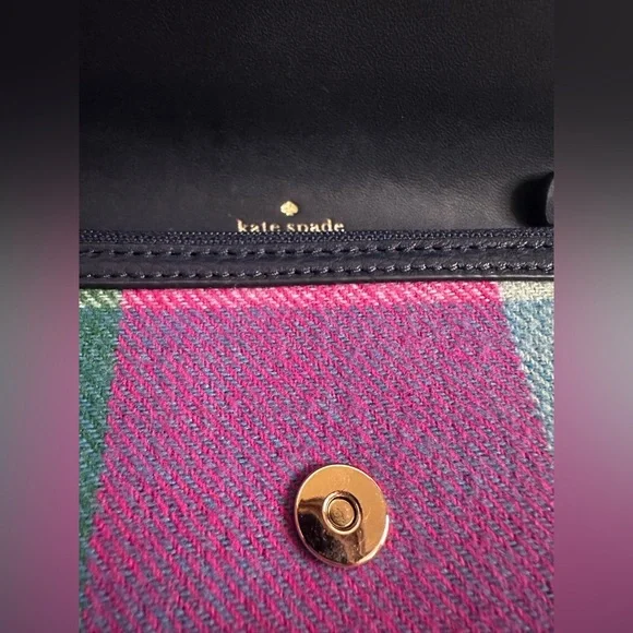 Kate Spade Marti Wallet Crossbody Bag - Multicolor Plaid and Navy Leather (NWOT) - Picture 7 of 15